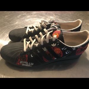 Rare Black Adidas Asian Inspired Shell Toe Shoes
